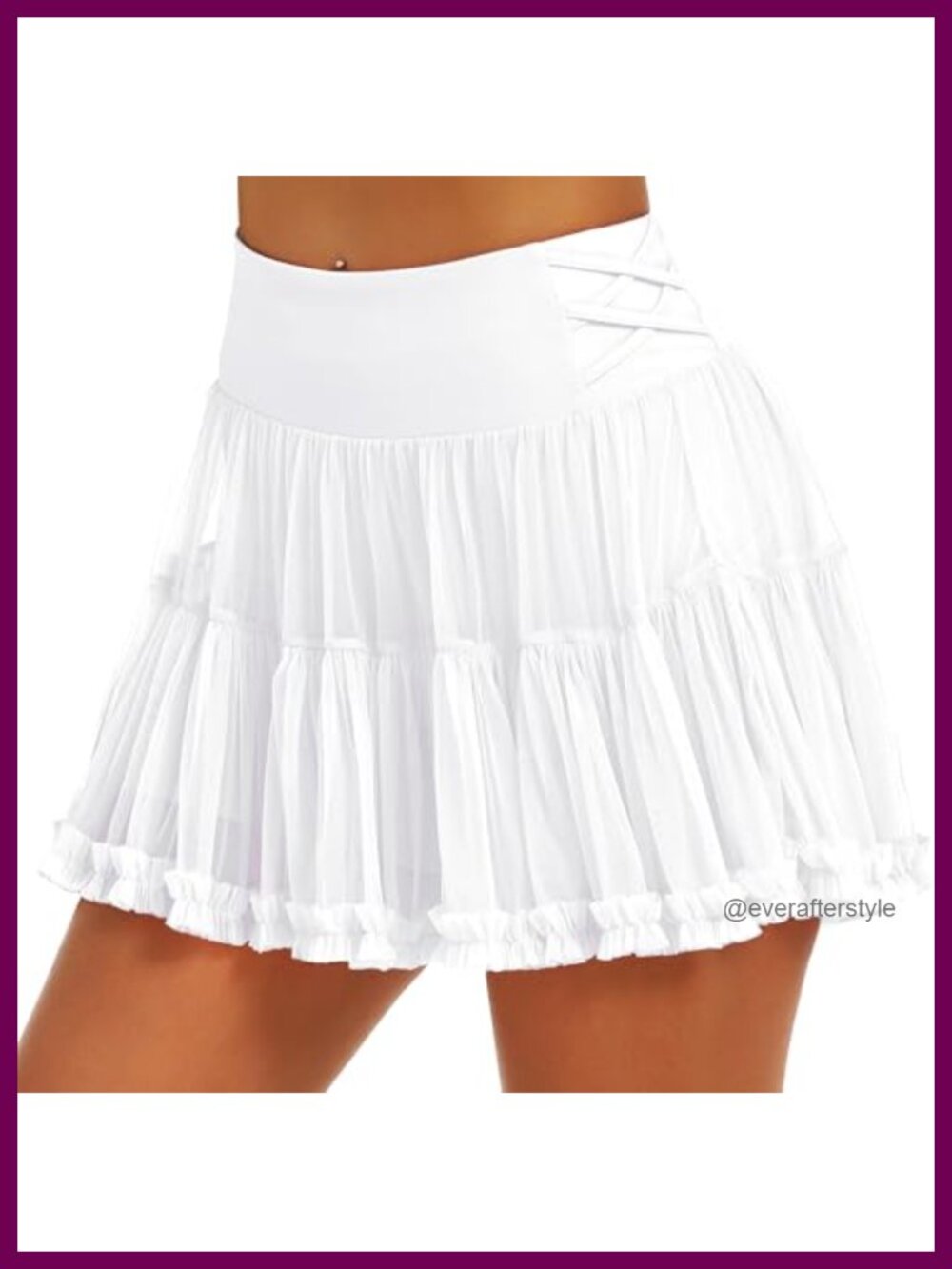 Women's High Waist Athletic Skorts with Shorts Pockets Ruffle Flowy Mini Skirt
